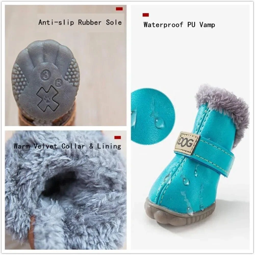 NWT Cozy Paws Black Fur-Lined Dog Boots Size 2 | Small Breed Winter Booties
